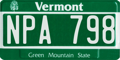 VT license plate NPA798