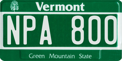 VT license plate NPA800