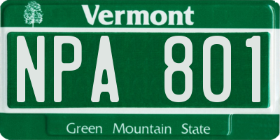 VT license plate NPA801