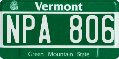 VT license plate NPA806