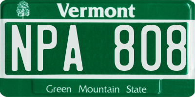 VT license plate NPA808