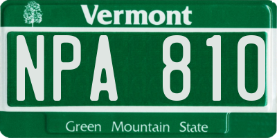 VT license plate NPA810