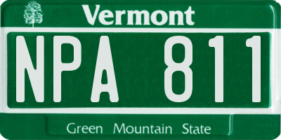 VT license plate NPA811