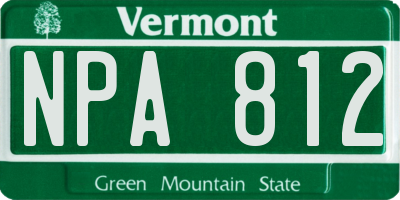 VT license plate NPA812