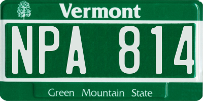 VT license plate NPA814