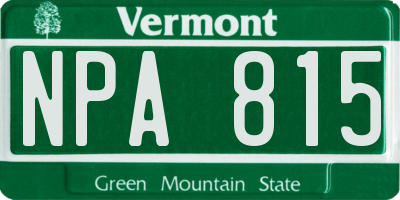 VT license plate NPA815