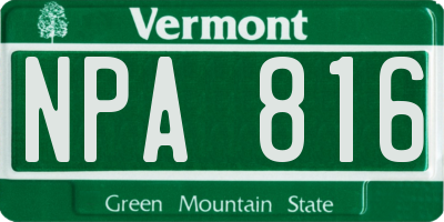 VT license plate NPA816