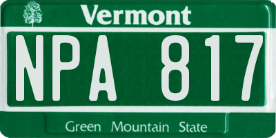 VT license plate NPA817