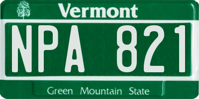 VT license plate NPA821