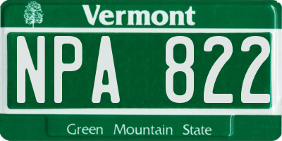 VT license plate NPA822