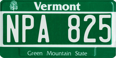 VT license plate NPA825