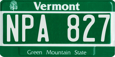 VT license plate NPA827