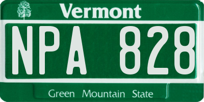VT license plate NPA828