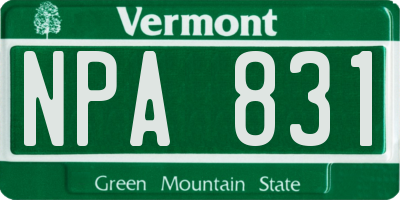 VT license plate NPA831