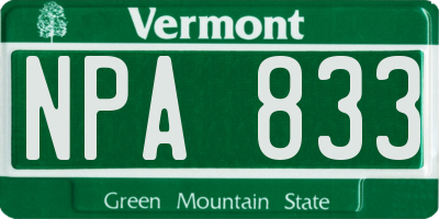 VT license plate NPA833