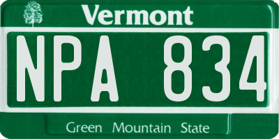 VT license plate NPA834