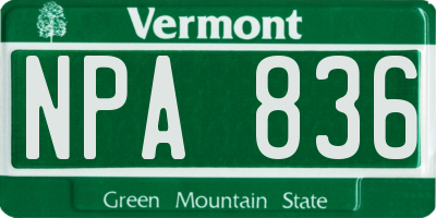 VT license plate NPA836