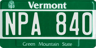VT license plate NPA840
