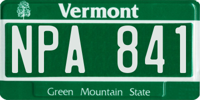 VT license plate NPA841