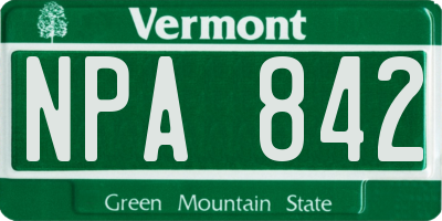 VT license plate NPA842