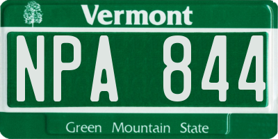 VT license plate NPA844