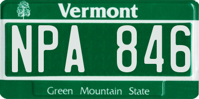 VT license plate NPA846