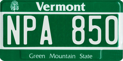VT license plate NPA850