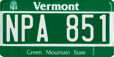 VT license plate NPA851
