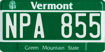 VT license plate NPA855