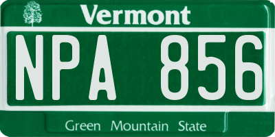VT license plate NPA856