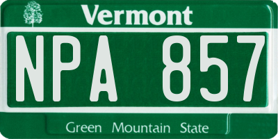 VT license plate NPA857