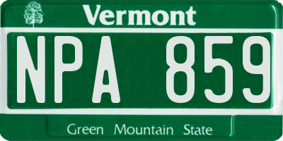 VT license plate NPA859