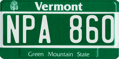 VT license plate NPA860
