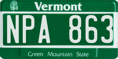 VT license plate NPA863