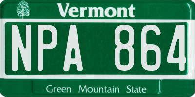 VT license plate NPA864