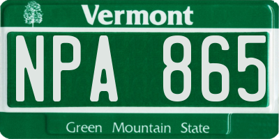 VT license plate NPA865