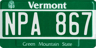 VT license plate NPA867