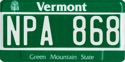 VT license plate NPA868