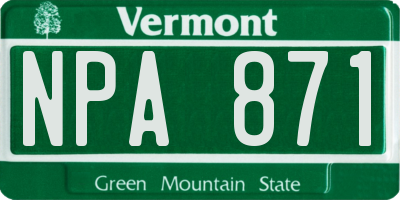 VT license plate NPA871
