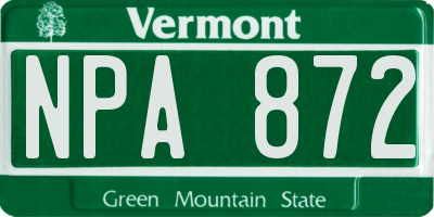 VT license plate NPA872