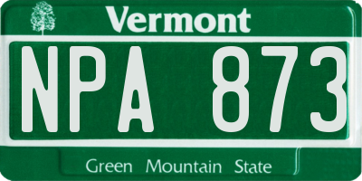 VT license plate NPA873