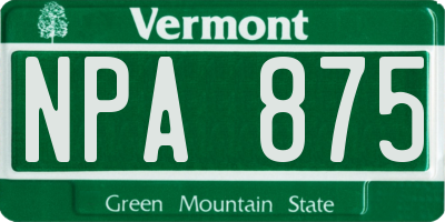 VT license plate NPA875