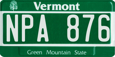 VT license plate NPA876