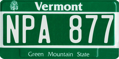 VT license plate NPA877