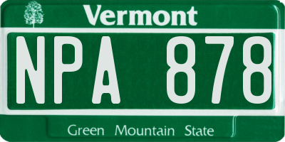 VT license plate NPA878