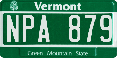VT license plate NPA879