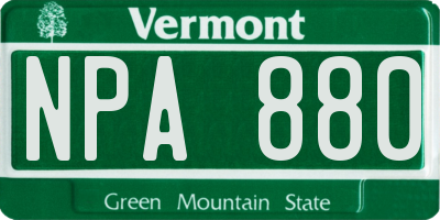 VT license plate NPA880