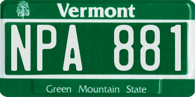VT license plate NPA881