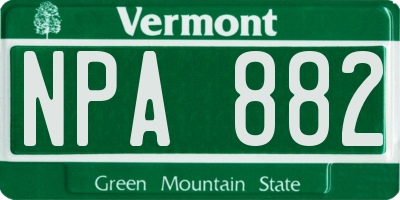 VT license plate NPA882