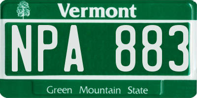VT license plate NPA883